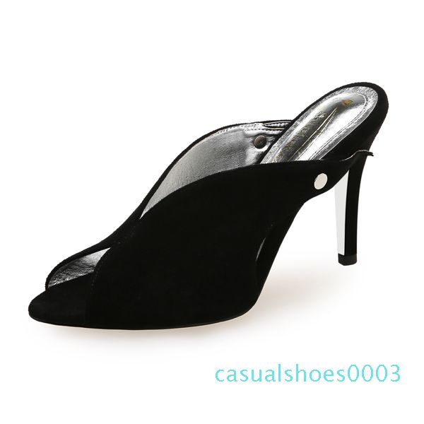

women heels female high heels women mules peep toe thin heel casual shoes soft party shoes summer new arrival 2020 de c03, Black