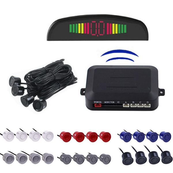 

dc12v universal wireless car parking sensors reverse assistance backup radar monitor with 4 sensors led display alarm buzzer