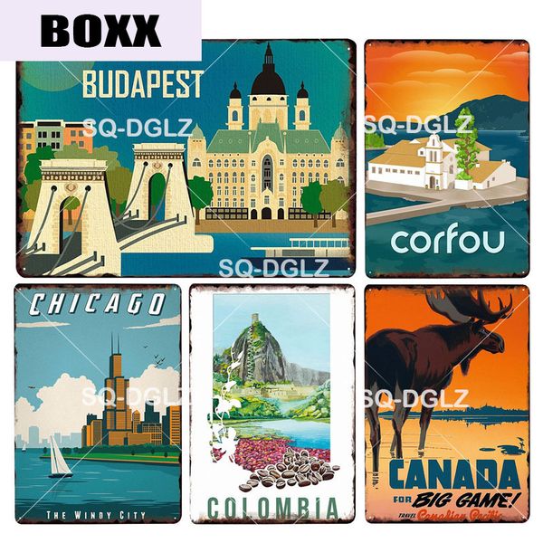 

north america city metal sign tin sign vintage decor plaque crafts home decor painting plaques art poster
