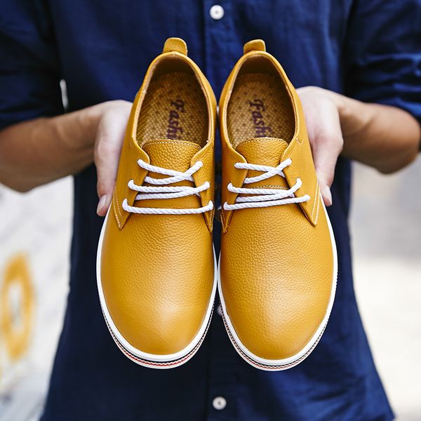 

fashion outdoor comfortable men leather shoes bright business shoes casual for wedding lace-up male plus size 38-47, Black