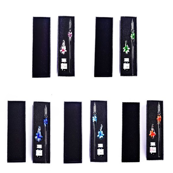 

vintage handmade art elegant crystal floral glass dip pen sign ink pens gift new drop ship