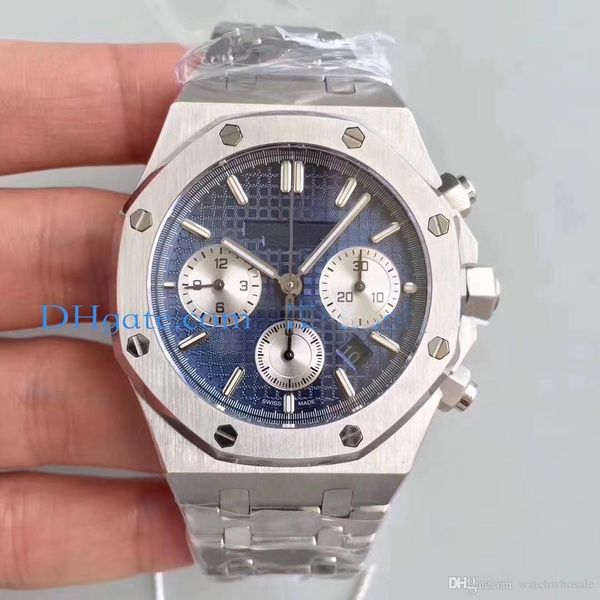 

2019 mens watch quartz battery chronograph movement watches stainless steel sapphire glass male fashion business 42mm folding wristwatch, Slivery;brown