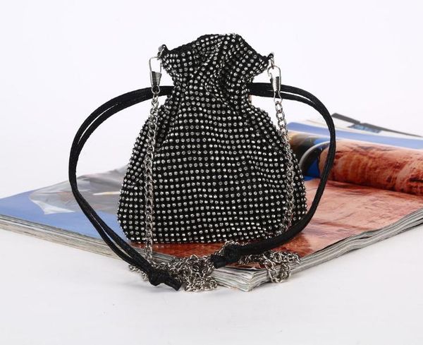 

2019 sparky crystal women bridal hand bags for wedding gold evening clutches chain bag beads tassel bridal bags party blingbling, Black
