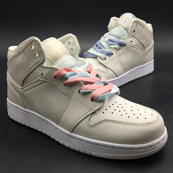 

HOT Ins Ret High Basketball Shoe 1s Upper Designer White Pink Blue High Quality Colorful Shoelace Women Sport Sneaker With box