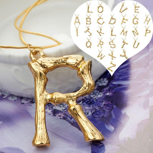 

hyperbole big english letter necklace new fashion jewelry name abbreviation pendant gold color chain women men couple gifts, Silver