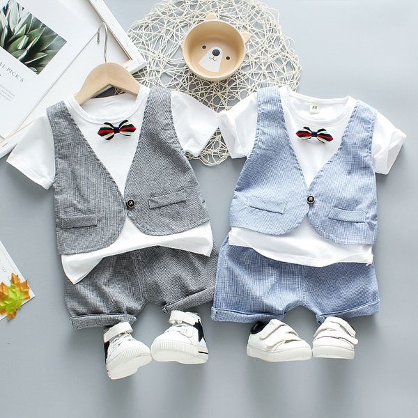 

clothing sets cotton baby boys clothes out children summer tie t shirts shorts 2pcs/sets infant relaxed outfit kids fashion toddler tracksui, White