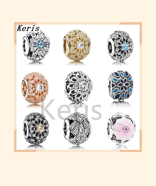 

reproduction 100%925 pure silver new styles of floral diy bracelet string beads of charge, Golden;silver