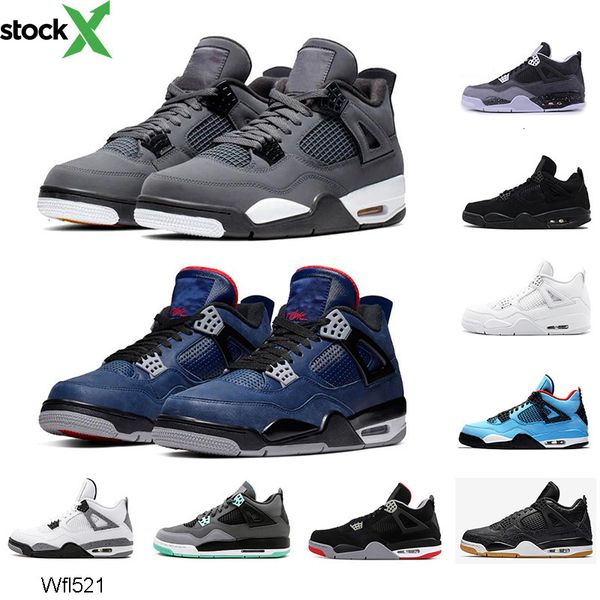 

4 loyal blue 2019 basketball shoes 4s breathe sports sneakers cool grey fear pack mens trianers 7-13, Black