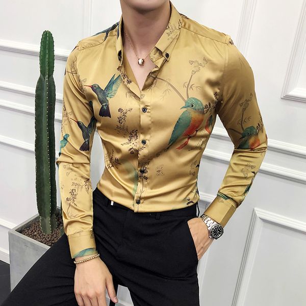 2020 Hot Long Sleeve Men S Luxury Tops Tee Slim Fit Casual Birds