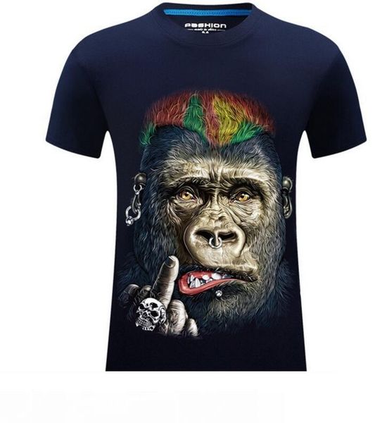 

high-quality personality funny orangutan designer clothes plus size fat animal t shirt print streetwear fashion tee t shirts for men, White;black