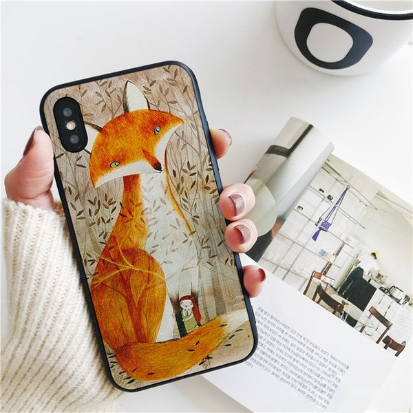 

capa luxury funny fox cute pattern cover for iphone 11 pro xs max xr case for iphone 8 7 6s plus 5s se case soft silicone cover