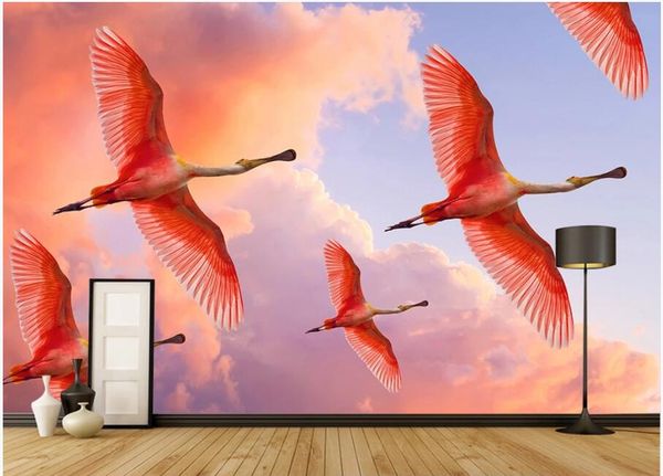 

custom p mural 3d wallpaper modern minimalistic flamingo tv background living room home decor 3d wall murals wallpaper for walls 3 d
