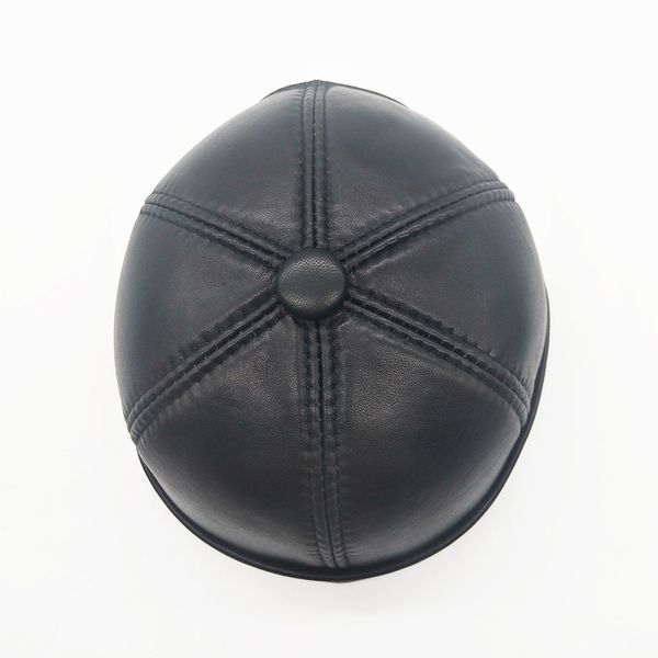 

real leather retro hat casual landlord hat sheepskin cap thin round male caps fashion winter and autumn luxury hats cs148