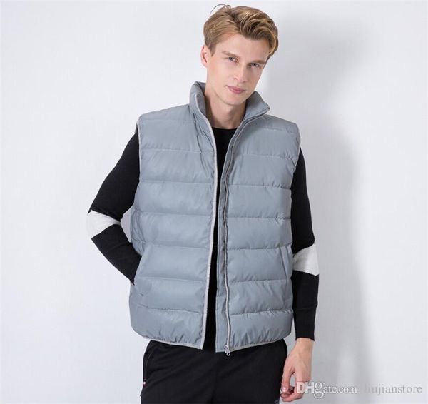 

3m reflective mens конструктора vest осени способа зимы пальто вскользь mens stand коллора верхняя одежда с молнией, Black;white