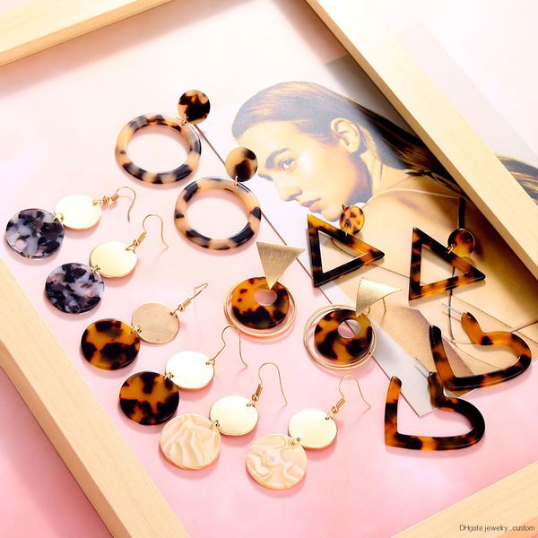 

New Boho Resin Women's Earrings Bijoux Triangle Round Earrings Fashion Jewelry Female 2019