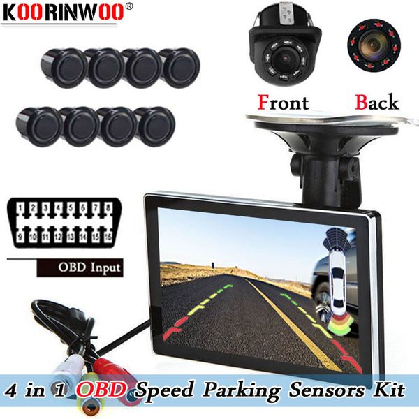 

koorinwoo ultrasonic car parktronic 8 obd speed system graphic for car parking sensors front rearview camera buzzer with monitor