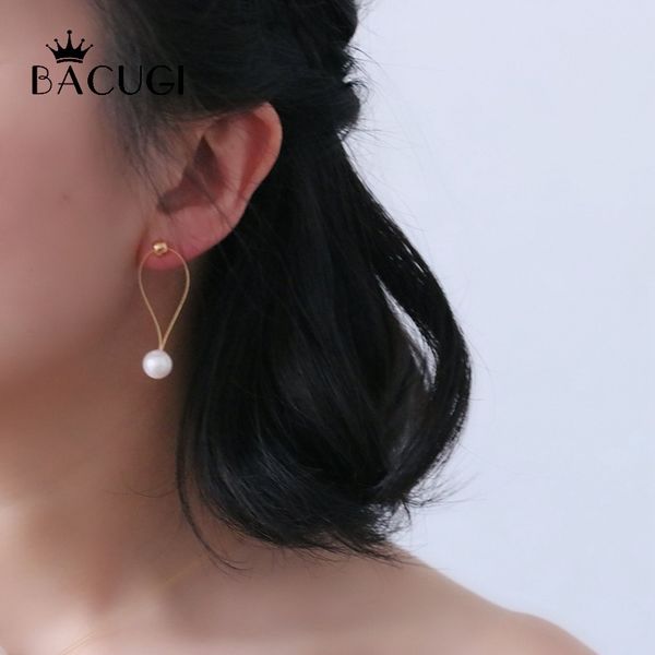 

handmade natural water drop pearl earrings for women party 925 sterling silver earrings fine jewelry, Golden;silver