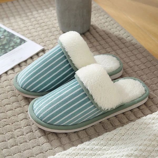 

striped slip on home slipper for woman new arrival soft warm indoor slipper woman shoes large size short plush home drop, Black