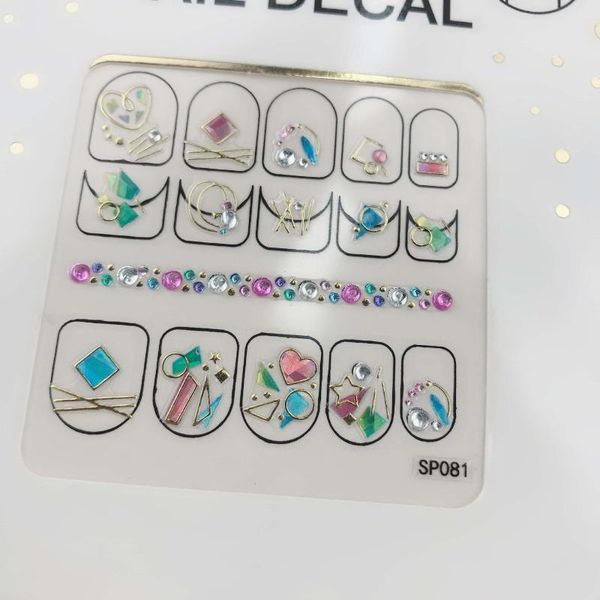 

3d glitter nail art sticker laser gem sea starry sky nail sticker diy decoration, Black