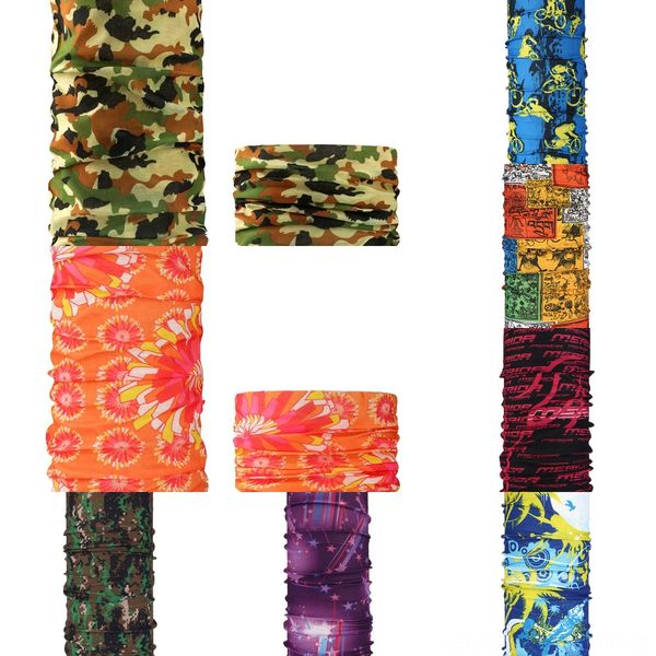 

4larf 233 face style headband bandana scarf multifunctional seamless printed mask tube ring scarf men women, Black