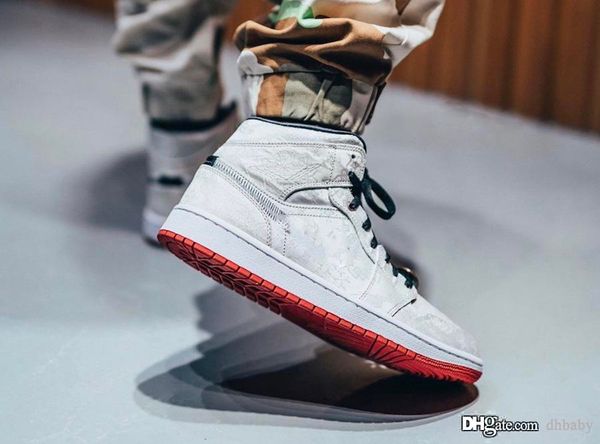 

выпуск аутентичные сгусток х воздуха высокий 1 mid бесстрашный мужчины баскетбол обувь сплетенный нейлон верхняя ретро спорта кроссовки cu28