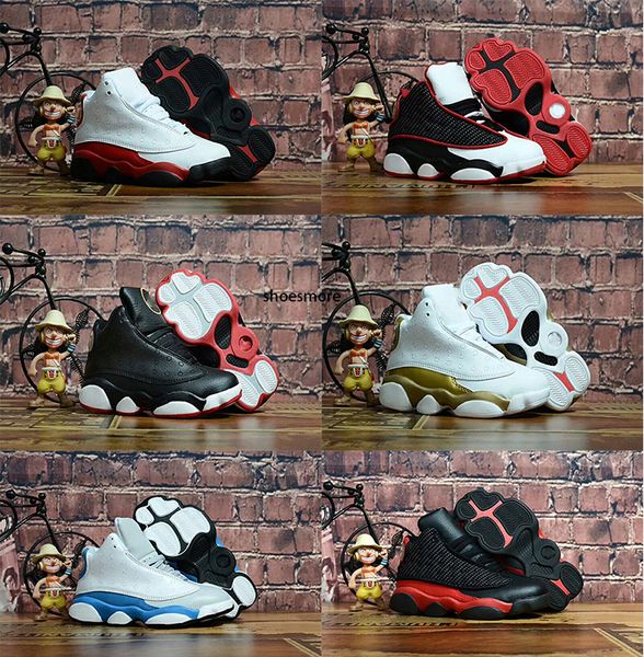 

more toddler 13 13s basketball shoes children boy girl 13s bred chicago flint pink sports sneakers kids xmas birthday gift, Black
