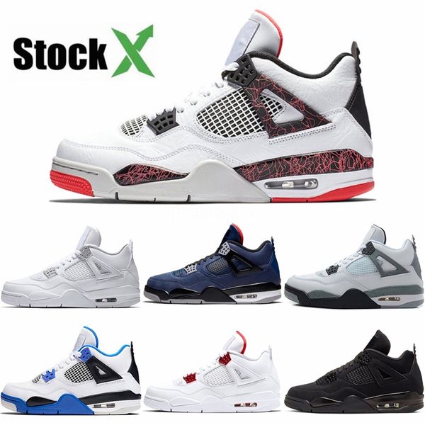 

4 4s metallic red black cat pure money 2020 men basketball shoes fire red silver tongue 4s low white concord size 36-47 #626