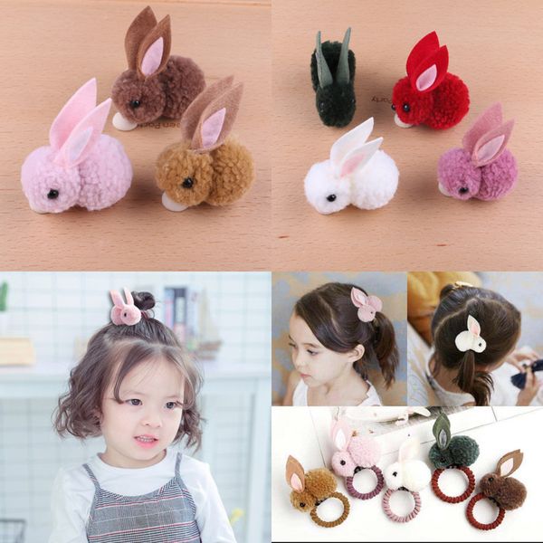 

diy jewelry findings 3d kawaii fur balls cute animal rabbit craft button stickers fit girls hair jewelry bow center decor 16pcs, Golden;white