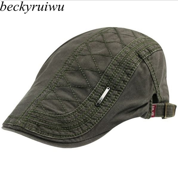 

male spring summer outdoors pure cotton peaked cap men casual flat beret hats women solid newsboy caps, Blue;gray