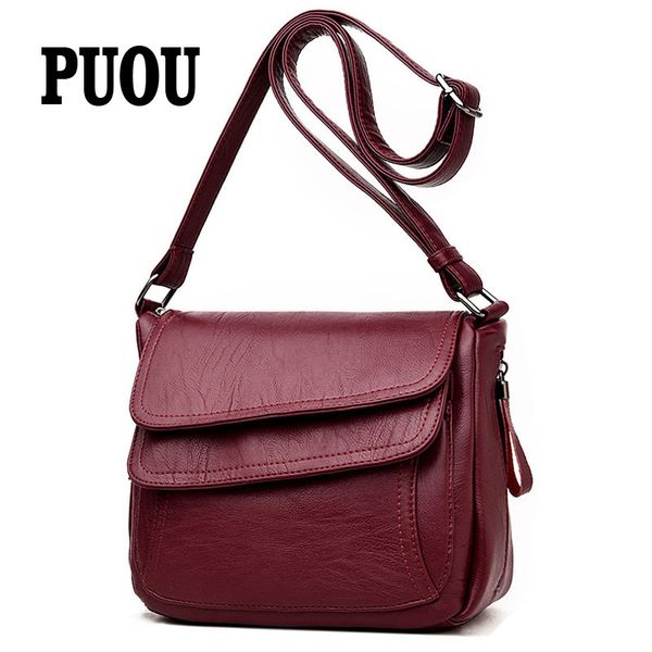 

women leather messenger bag handbags female vintage crossbody bags for women flap shoulder bags