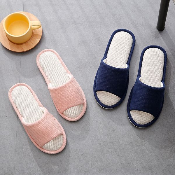 

men women cotton indoor home slipper furnishing floor non-slip soft bottom flat shoe couples l travel spa portable slipper, Black