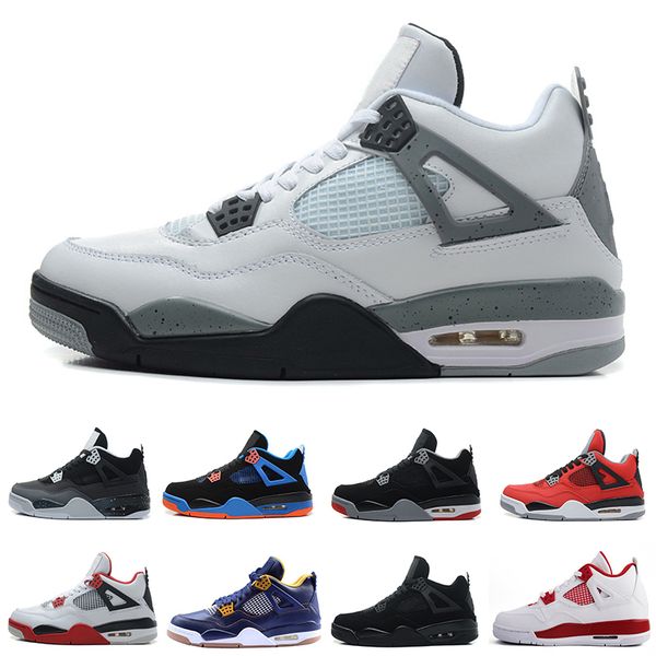 

white cement new 4 sports basketball shoes alternate 89 black cat pure money men sports sneakers size 41-47