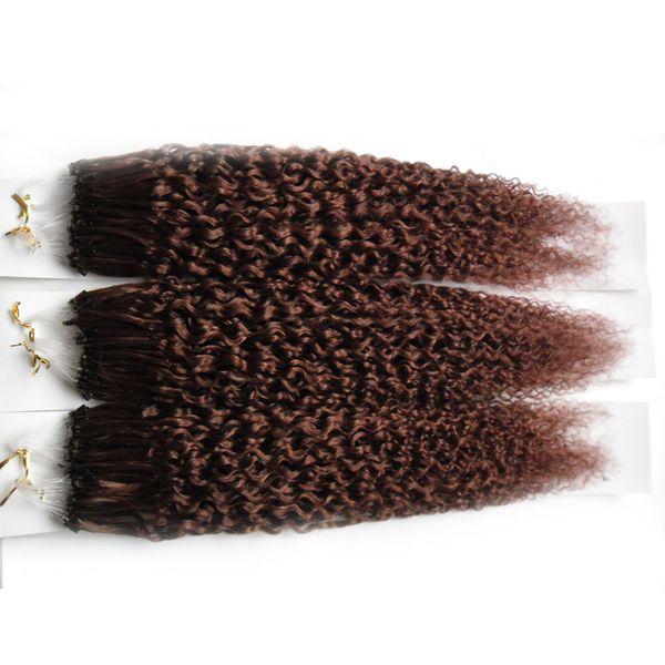 Encaracolado Remy Cabelo Micro Anel Extensões de Cabelo Humano Cor 300g afro kinky encaracolado 100% Remy Humano Micro Loop Extensões de Cabelo