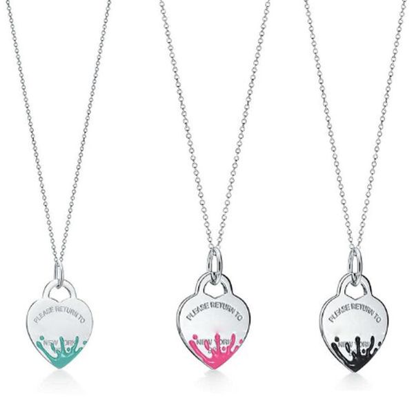 

jewelry female 925 silver splash heart label charm chain necklace