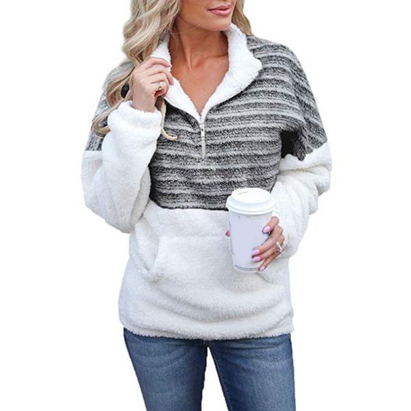 

autumn winter 2019 droppshiping women zipper stitching pockets blouse coat lapel long sleeve casual loose jacket j55, Black;brown