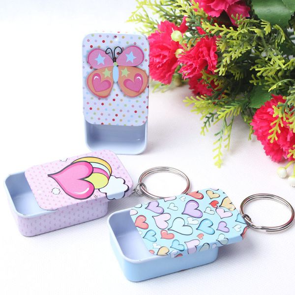 

colorful mini tin box key ring wedding party candy box gift boxes jewelry coin earrings container