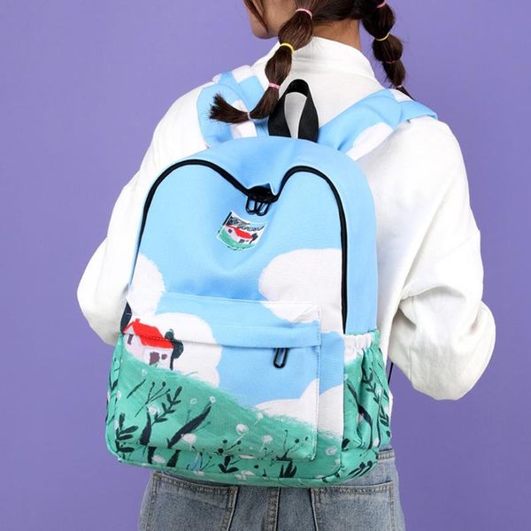

women nylon backpacks cartoon print waterproof school bags for teenagers girls lapbackpacks patchwork backpack new #js5