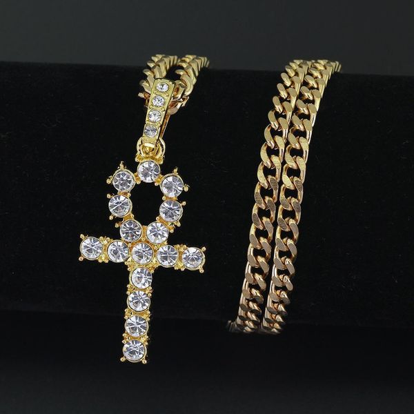 

из нержавеющей стали кубинских плетеных новых мужских iced out крест ожерелье ювелирных изделия способ bling bling, Silver
