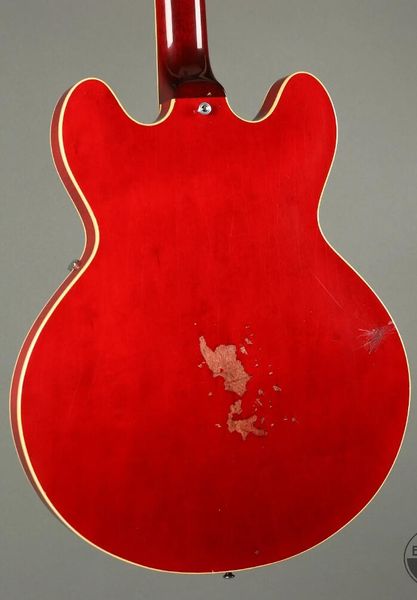

relic prototype #1 ericclapton crossroads cherry 335 electric guitar one piece neck cream body binding abr-1 bridge sar tailpiece