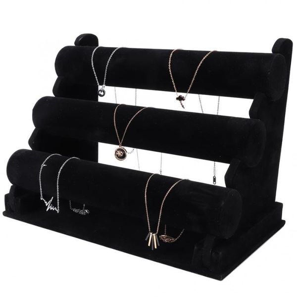

1pc vintage 3 tier chain watch bracelet bangle watch display stand holder t-bar rack jewelry storage organizer b, Pink;blue