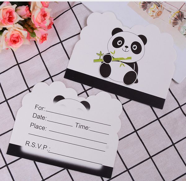 

10pcs/lot disposable invitations cartoon panda theme birthday party invitation cards decorations kids party supplies