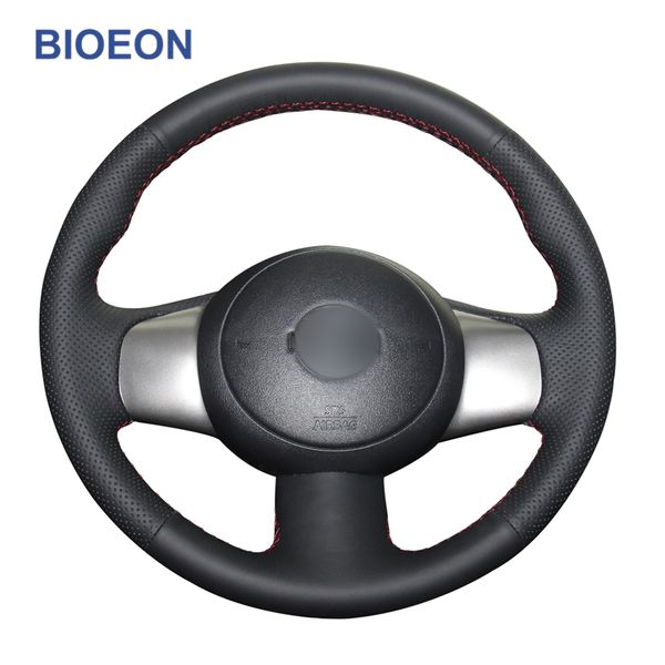 

hand sewing black pu artificial leather car steering wheel covers for march sunny versa almera cube (us) nv200 2013-2017