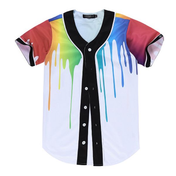 

new style men baseball jersey sport shirt with button 3d fashion good quality 17, Blue;black