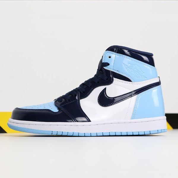 

1s 1 Basketball Shoes For Man UNC Patent High OG 10X Sneakers Women Hot Sale White UNC Ourdoor Sports shoes Man Women 36-47