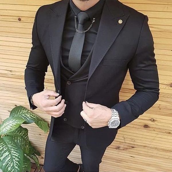 

customized double-breasted vest party suits 3 pieces groom suits for wedding slim fit mens wedding suits tuxedos jacket+pants+vest, Black;gray