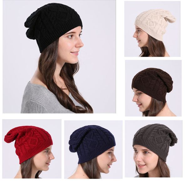 

Women Knitted Solid Hats Lady Winter Autumn Warm Skullies Beanies Fashion