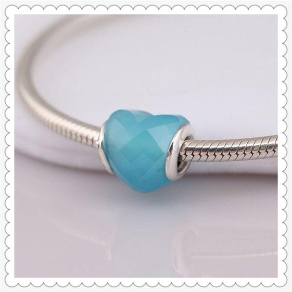 

genuine s925 sterling silver scuba shape of love heart bead blue turquoise crysta charm lfit for pandora bracelet diy beads charms, Black