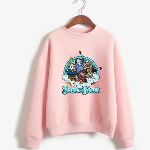

women fashion hoodies & sweatshirts scare bear printed halloween female round neck long selvee streetwear sweatshirt, Black