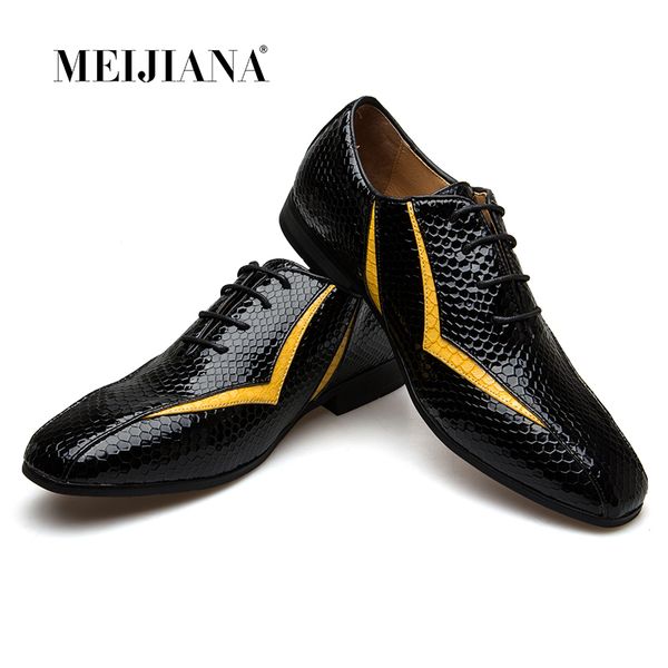 

meijiana 2018 new genuine leather shoe for men oxfords shoes brand banquet shoes, Black