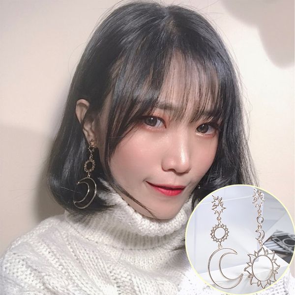 

bohemia rose gold geometry earrings women sun moon statement big drop earing indian jewelry oorbellen pendientes mujer bijoux, Silver